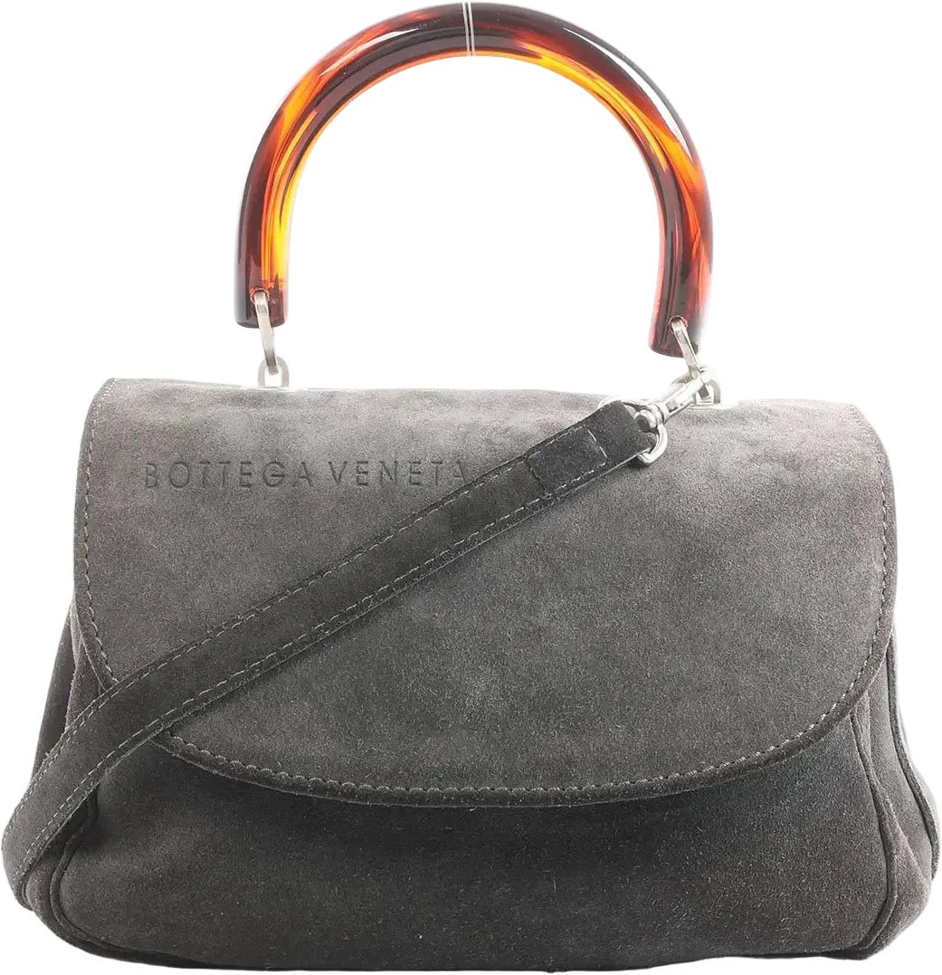Bottega Veneta Suede 2Way Handbag in Gray Grijs