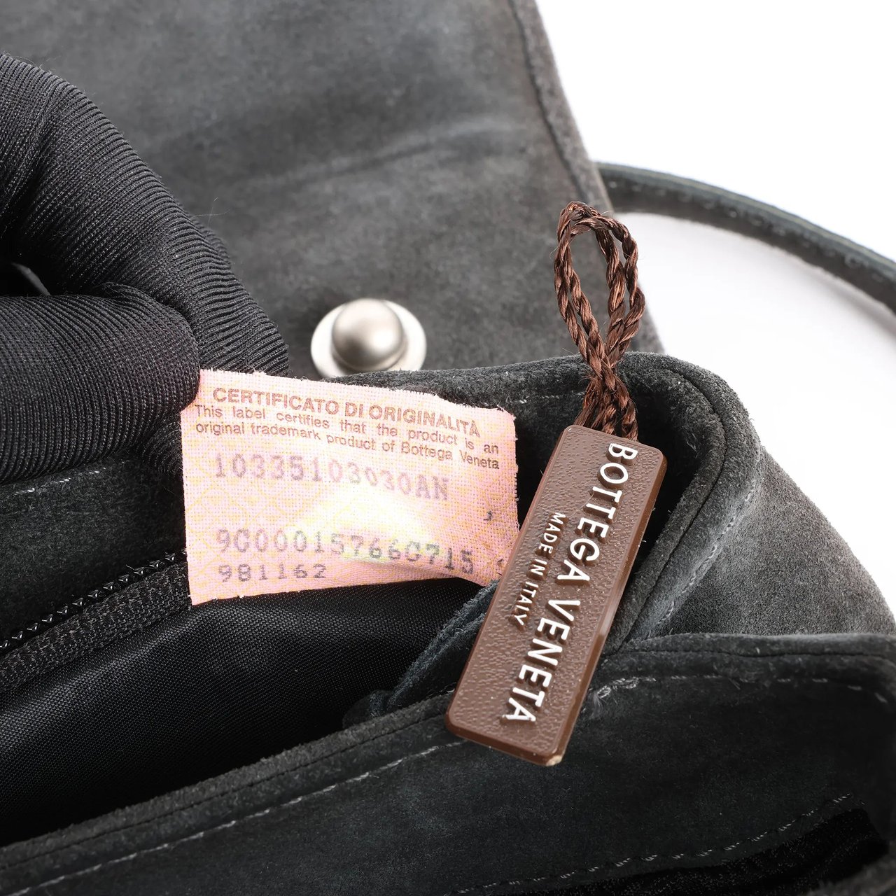 Bottega Veneta Suede 2Way Handbag in Gray Grijs