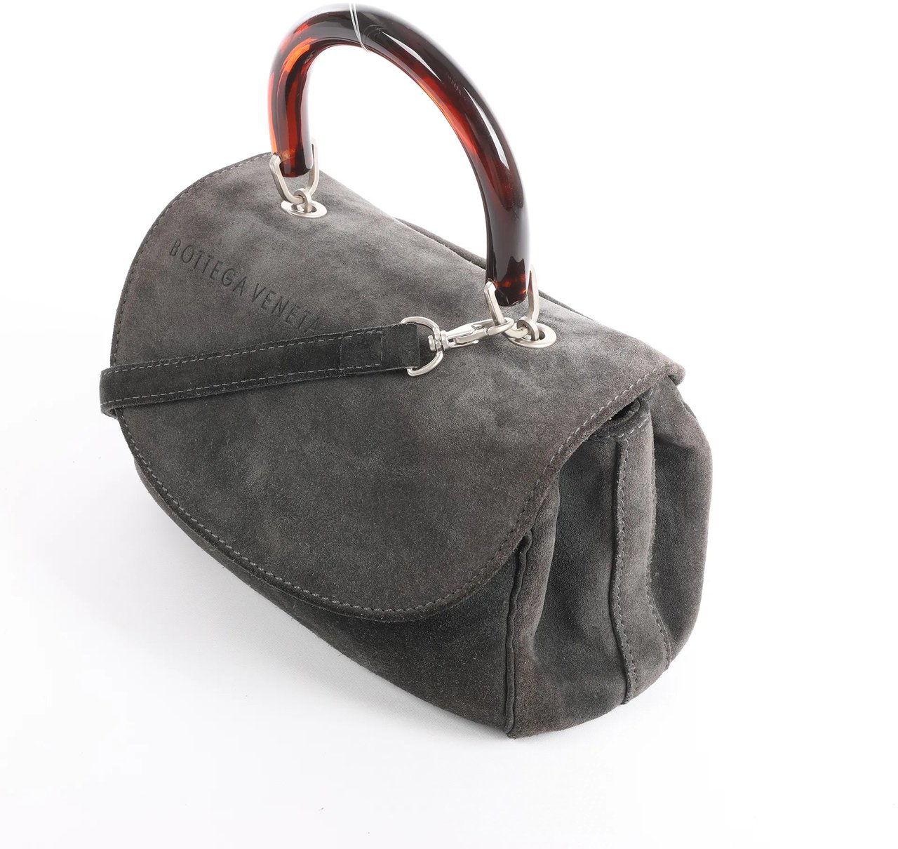 Bottega Veneta Suede 2Way Handbag in Gray Grijs