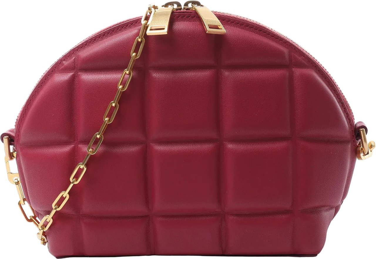 Bottega Veneta Half Moon Padded Leather Crossbody Bag in Burgundy 593165 Zwart