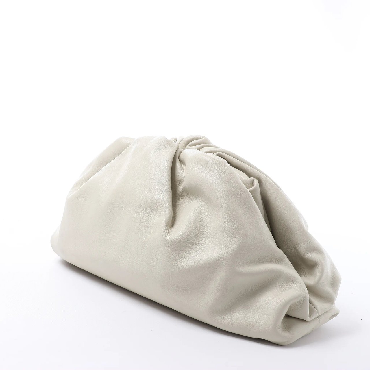 Bottega Veneta The Pouch Oversize Leather Clutch Bag in Beige Beige