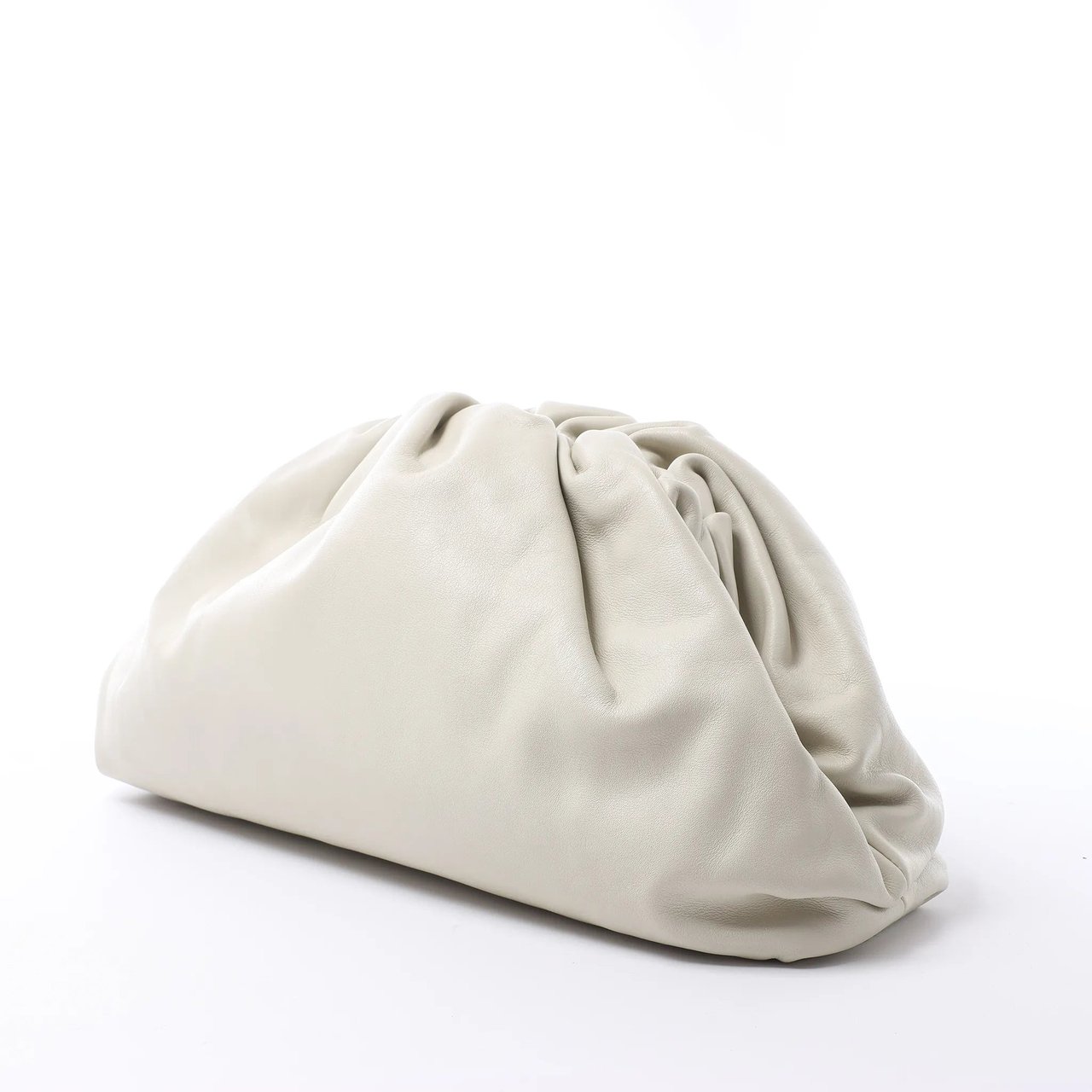 Bottega Veneta The Pouch Oversize Leather Clutch Bag in Beige Beige
