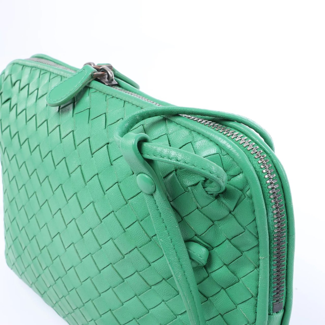 Bottega Veneta Nodini Intrecciato Leather Crossbody Bag in Green Divers