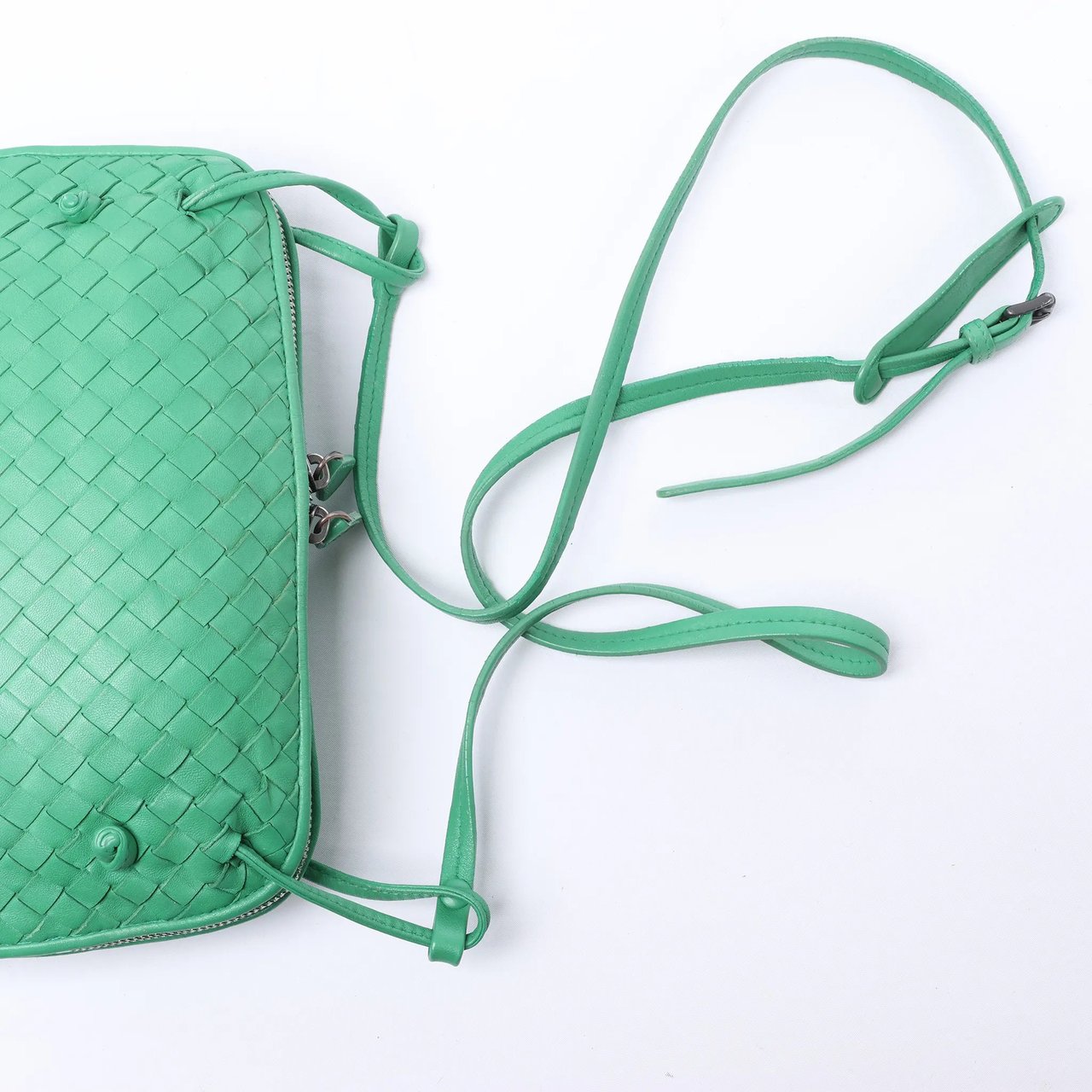 Bottega Veneta Nodini Intrecciato Leather Crossbody Bag in Green Divers
