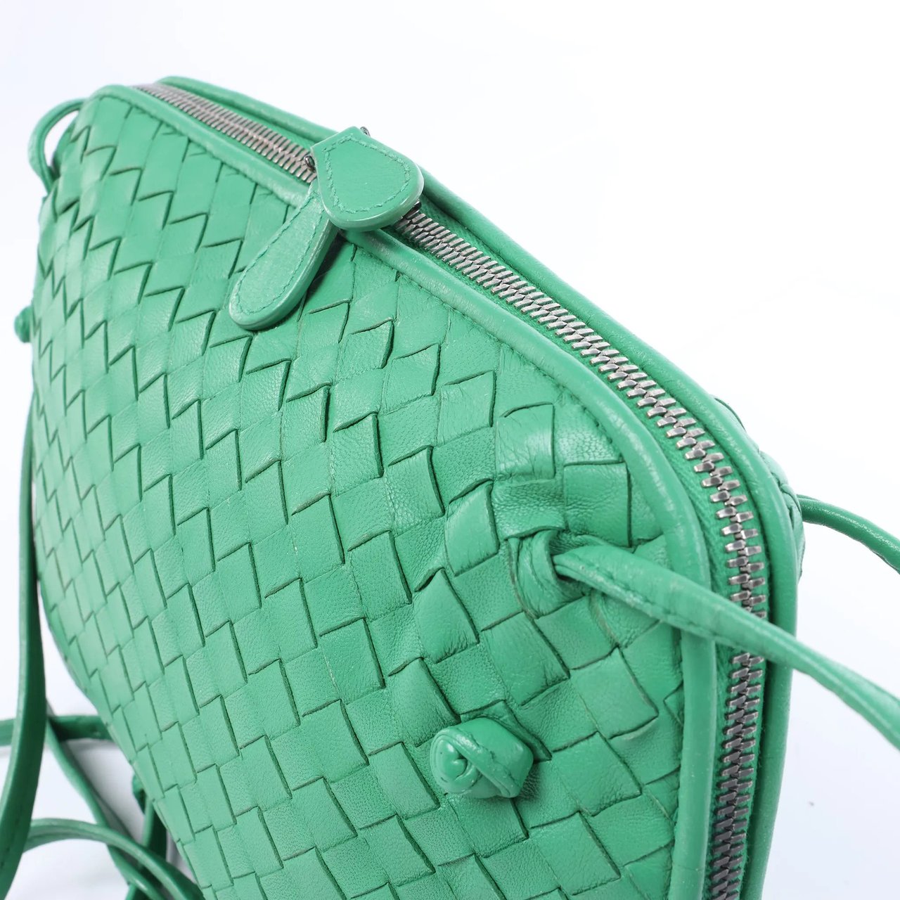 Bottega Veneta Nodini Intrecciato Leather Crossbody Bag in Green Divers