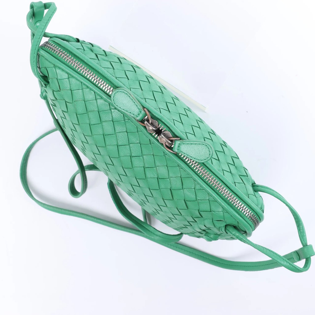 Bottega Veneta Nodini Intrecciato Leather Crossbody Bag in Green Divers