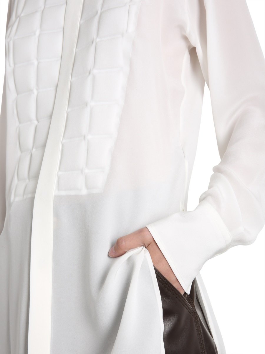 Bottega Veneta Structured Quilted Silk Shirt with Button Closure Wit