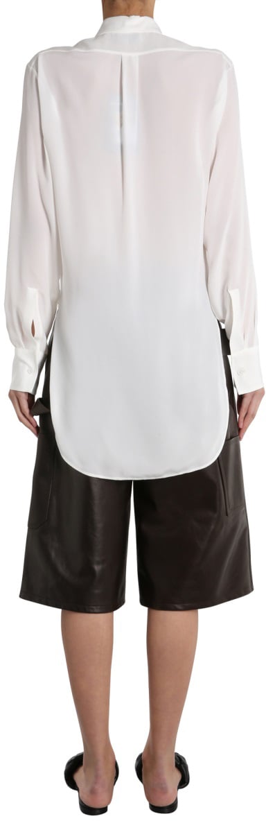 Bottega Veneta Structured Quilted Silk Shirt with Button Closure Wit