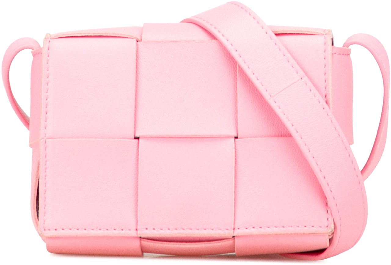 Bottega Veneta Candy Nappa Intrecciato Cassette Crossbody Roze