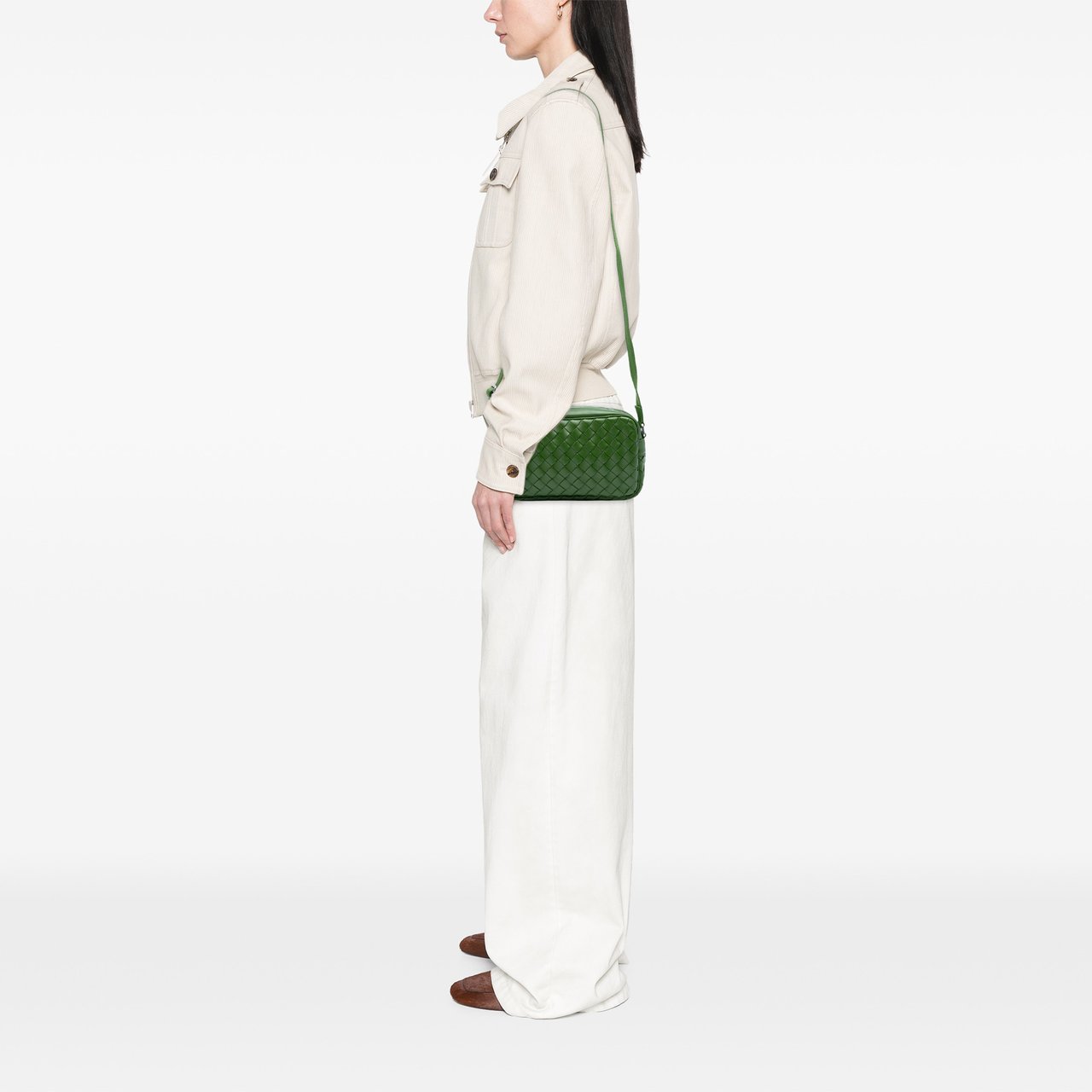 Bottega Veneta Nappa Intrecciato Crossbody Groen