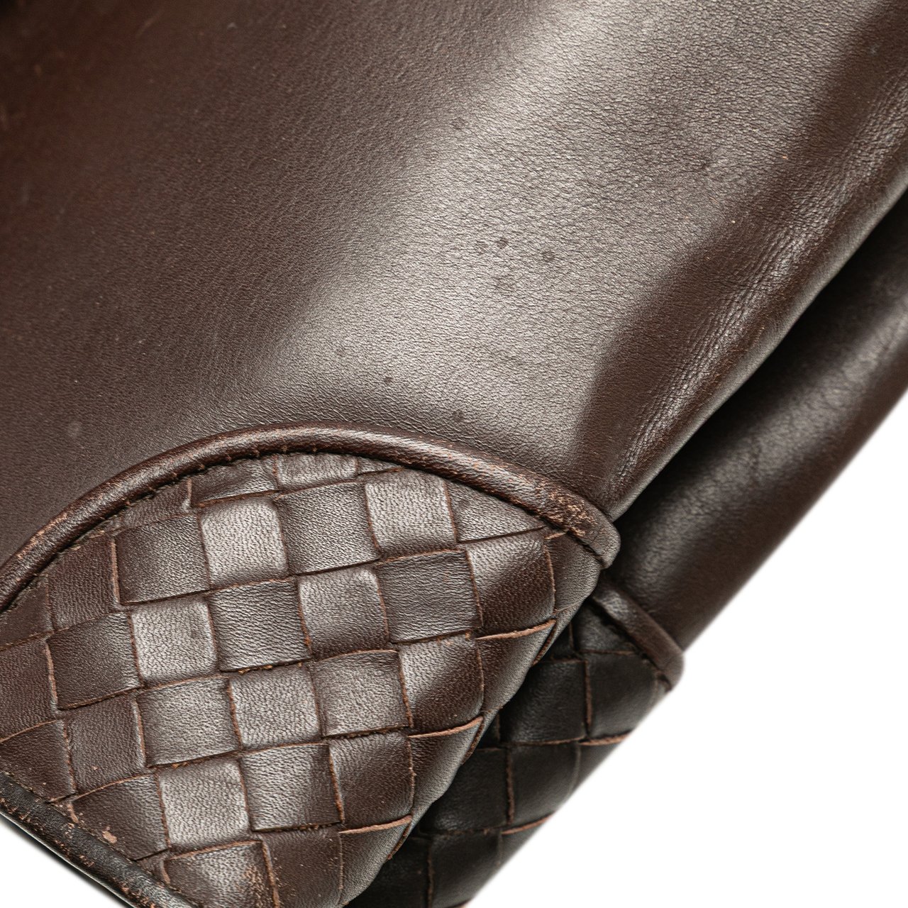 Bottega Veneta Intrecciato Trimmed Leather Clutch Bruin