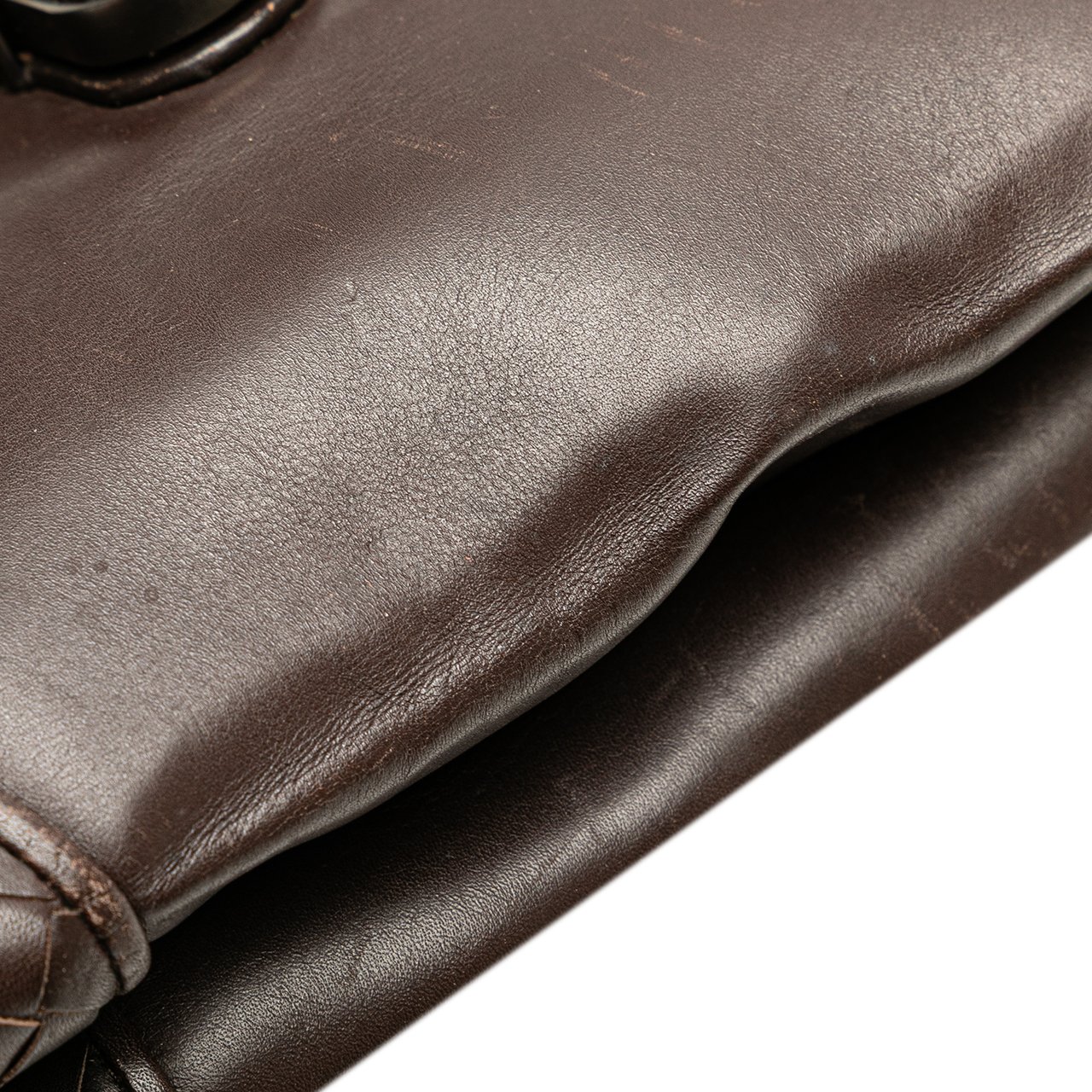 Bottega Veneta Intrecciato Trimmed Leather Clutch Bruin
