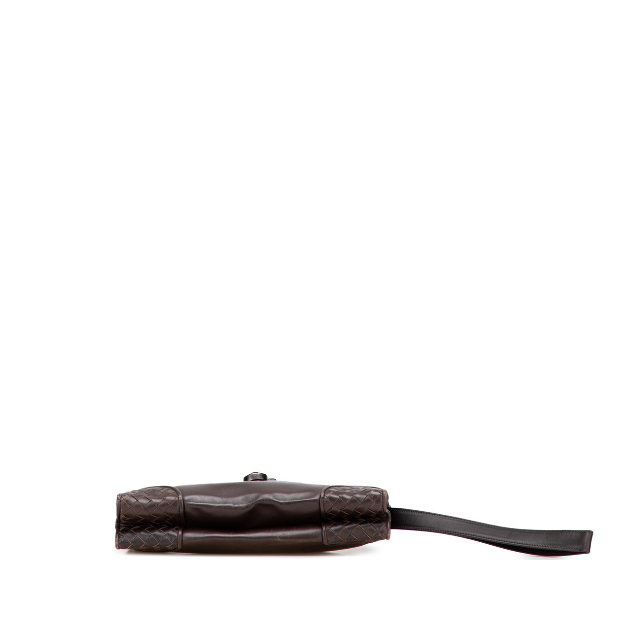 Bottega Veneta Intrecciato Trimmed Leather Clutch Bruin