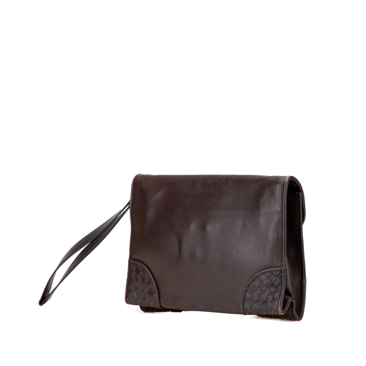 Bottega Veneta Intrecciato Trimmed Leather Clutch Bruin
