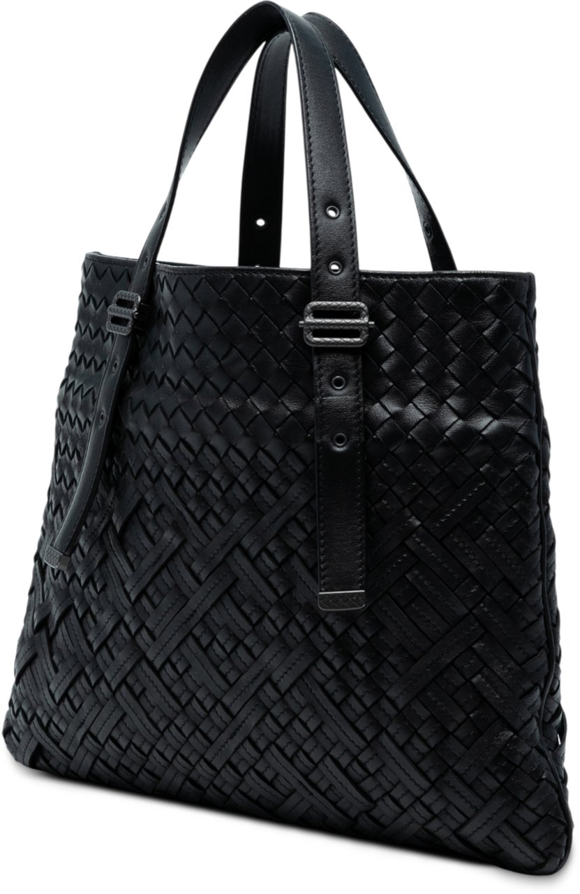 Bottega Veneta Nappa Intrecciato Belted Flat Tote Zwart