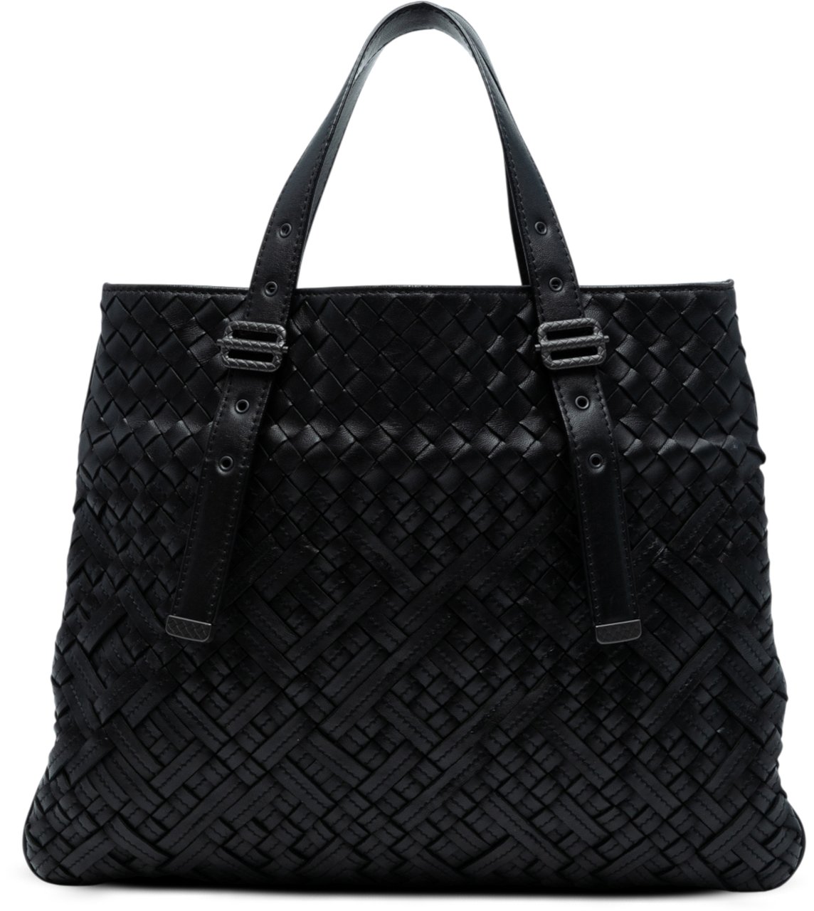 Bottega Veneta Nappa Intrecciato Belted Flat Tote Zwart