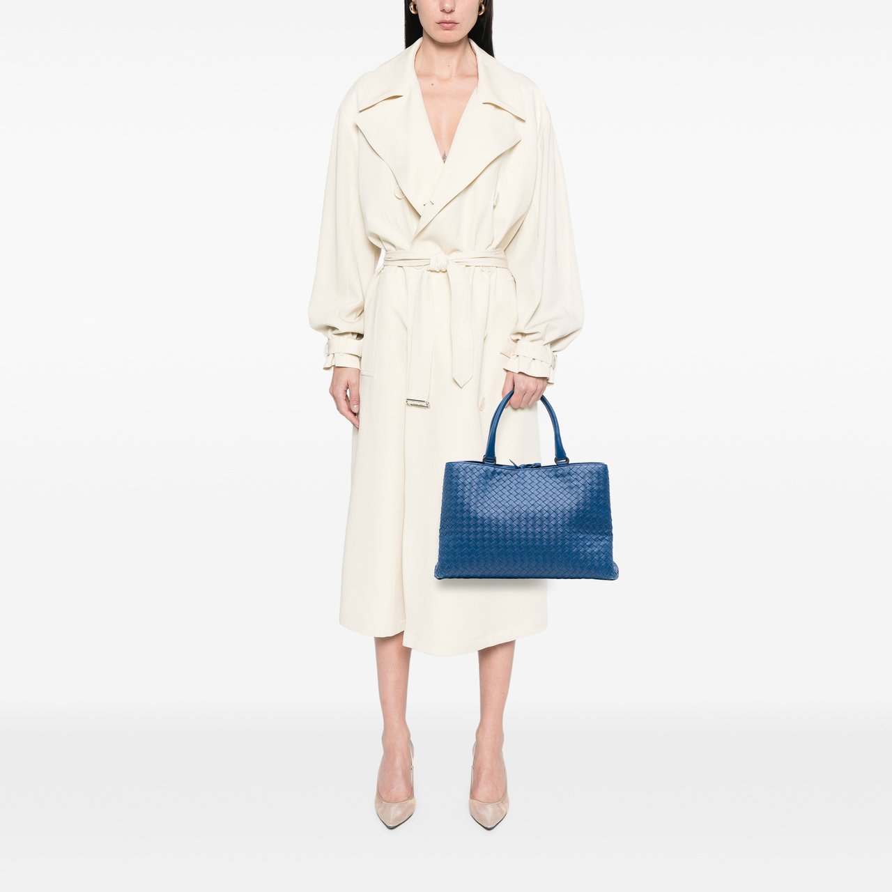 Bottega Veneta Nappa Intrecciato Milano Tote Blauw