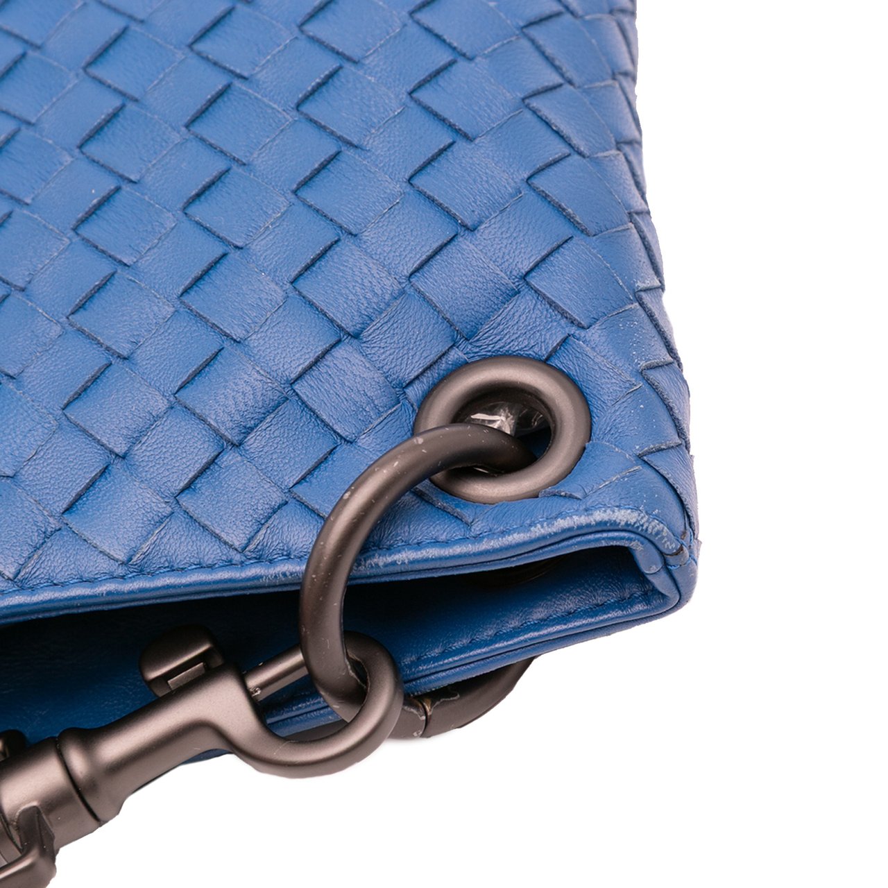 Bottega Veneta Nappa Intrecciato Crossbody Blauw