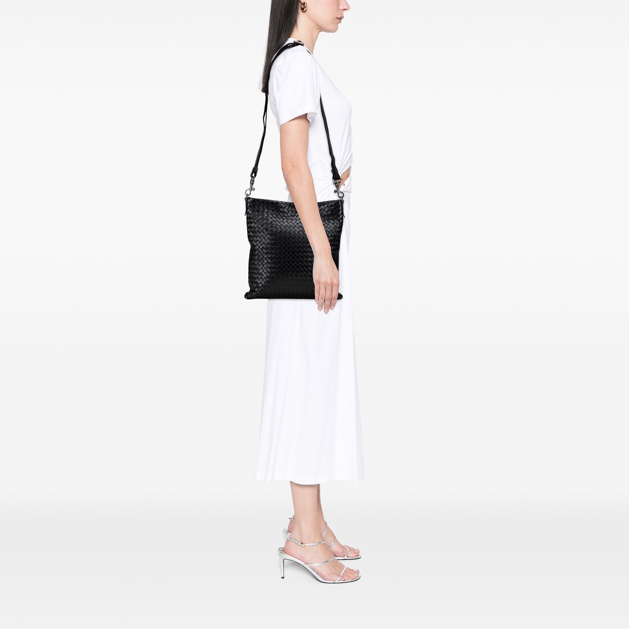 Bottega Veneta Nappa Intrecciato VN Crossbody Zwart