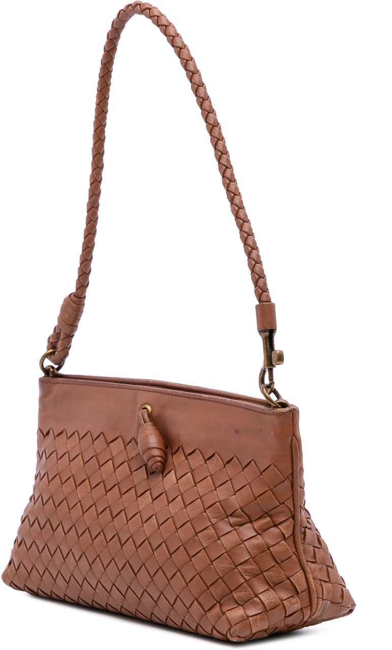 Bottega Veneta Nappa Intrecciato Shoulder Bag Bruin