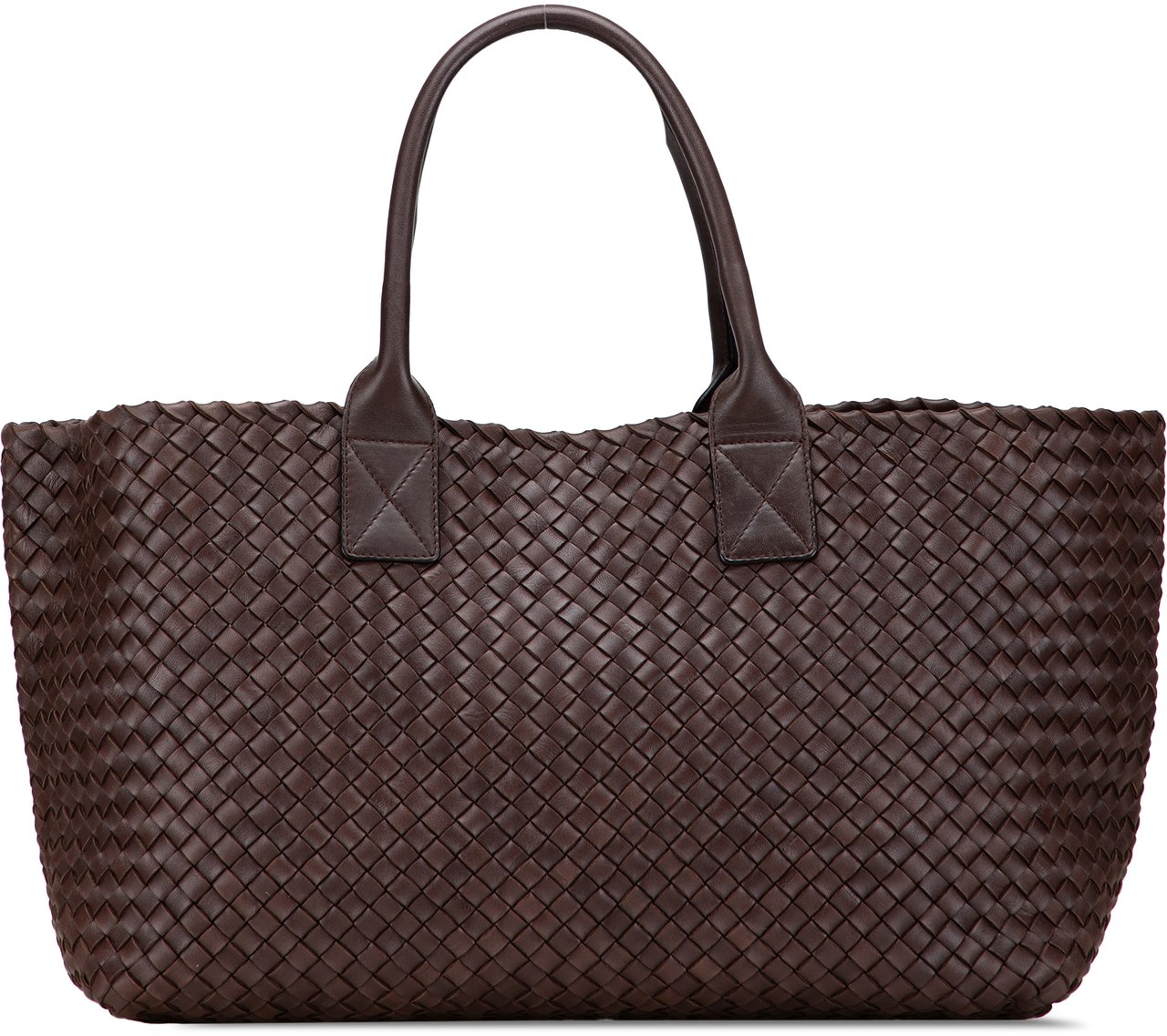 Bottega Veneta Medium Lambskin Intreccio Cabat Tote Bruin