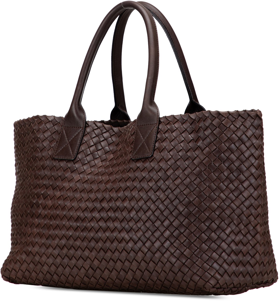Bottega Veneta Medium Lambskin Intreccio Cabat Tote Bruin