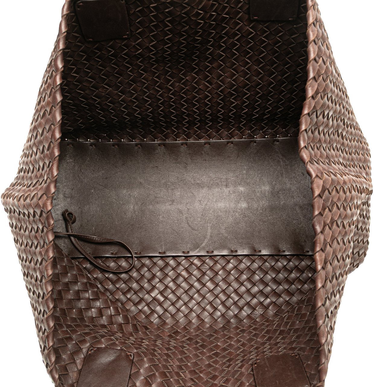 Bottega Veneta Medium Lambskin Intreccio Cabat Tote Bruin