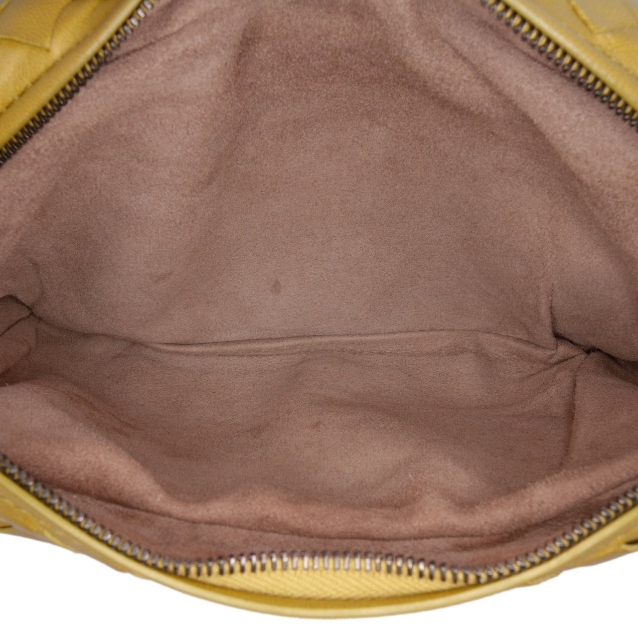 Bottega Veneta Mini Nappa Intrecciato Expandable Chain Flap Crossbody Geel