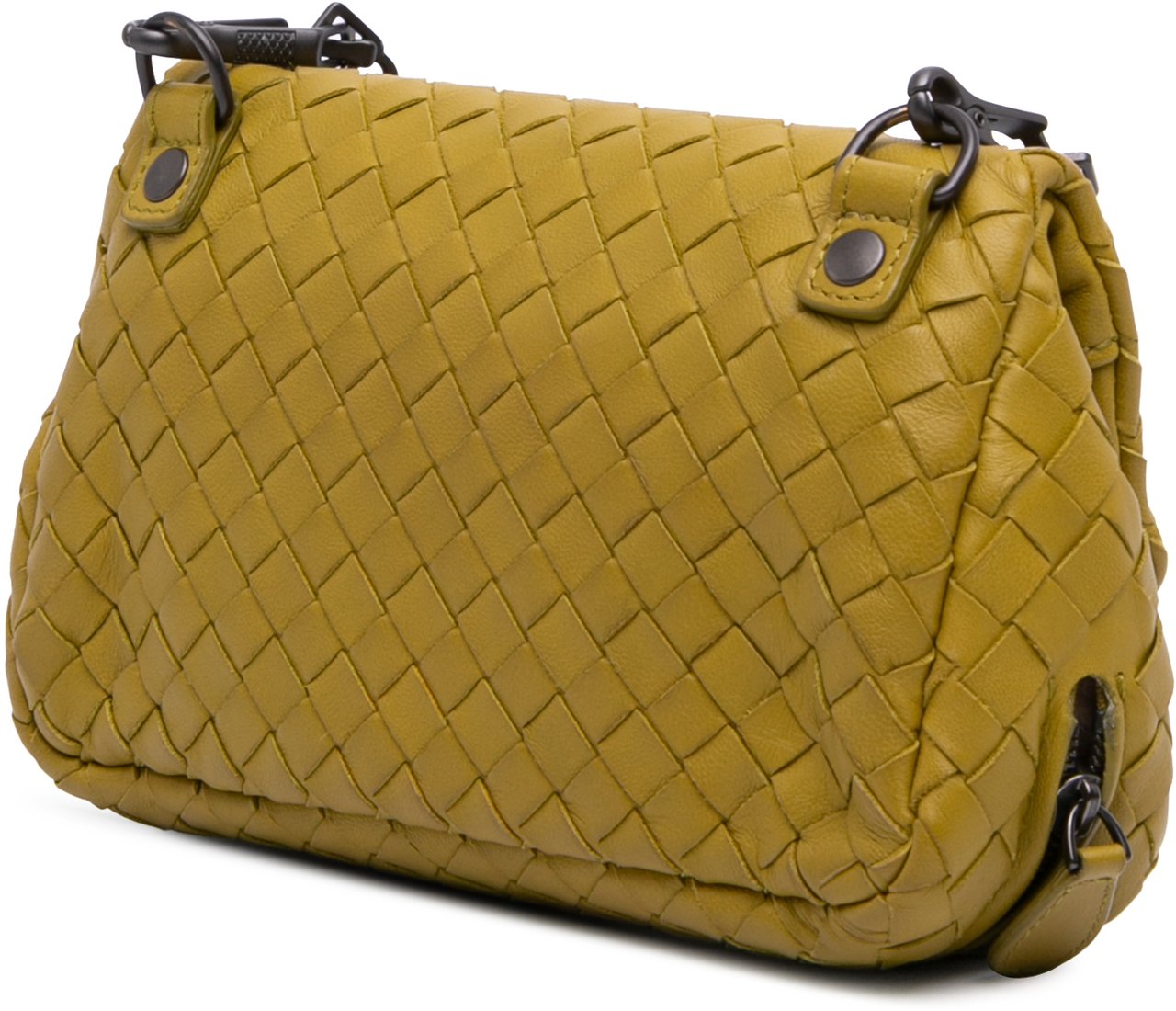 Bottega Veneta Mini Nappa Intrecciato Expandable Chain Flap Crossbody Geel