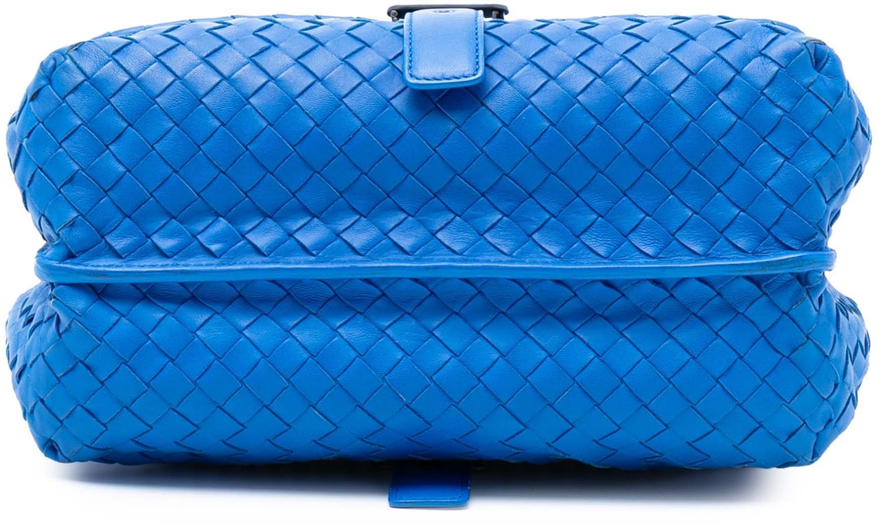 Bottega Veneta Nappa Intrecciato Double Sided Flap Crossbody Blauw