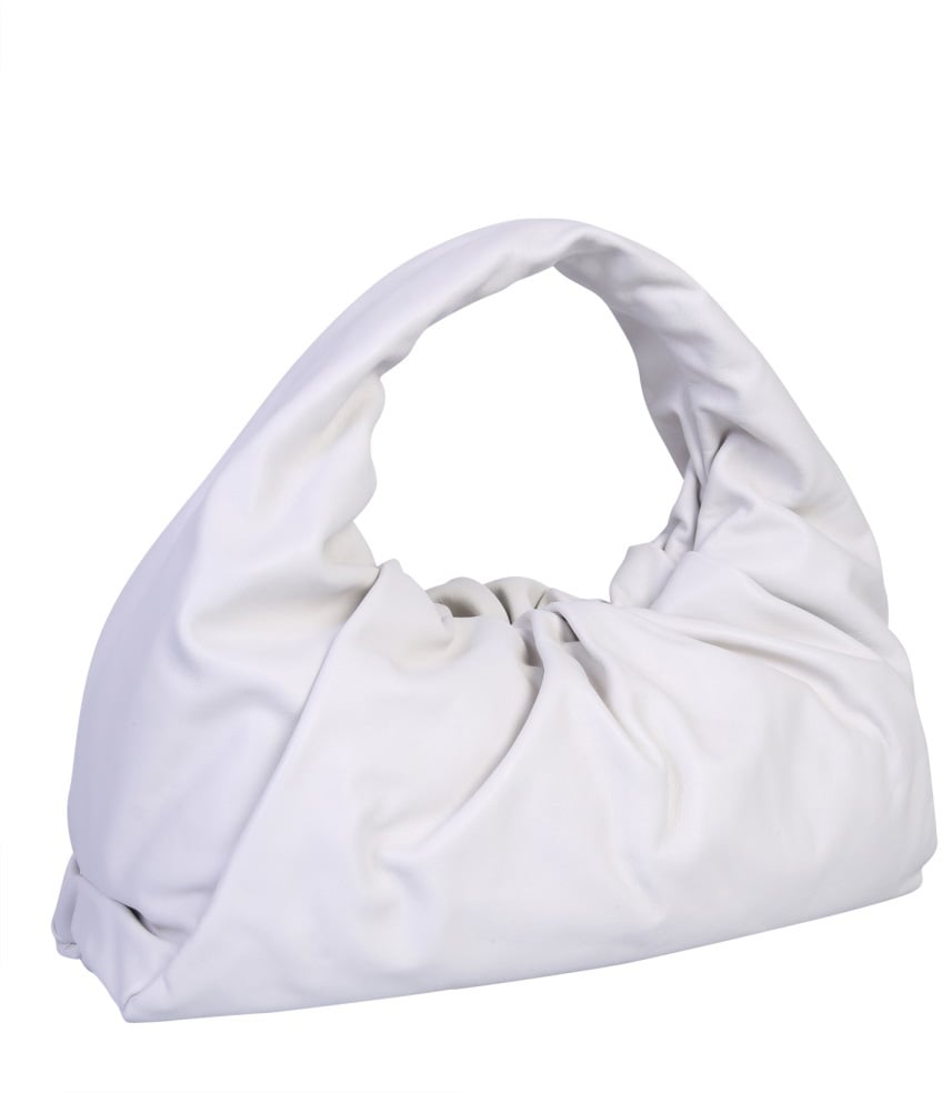 Bottega Veneta Structured Leather Shoulder Pouch Bag with Single Handle Neutraal