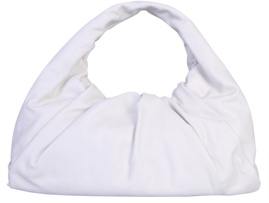 Bottega Veneta Structured Leather Shoulder Pouch Bag with Single Handle Neutraal