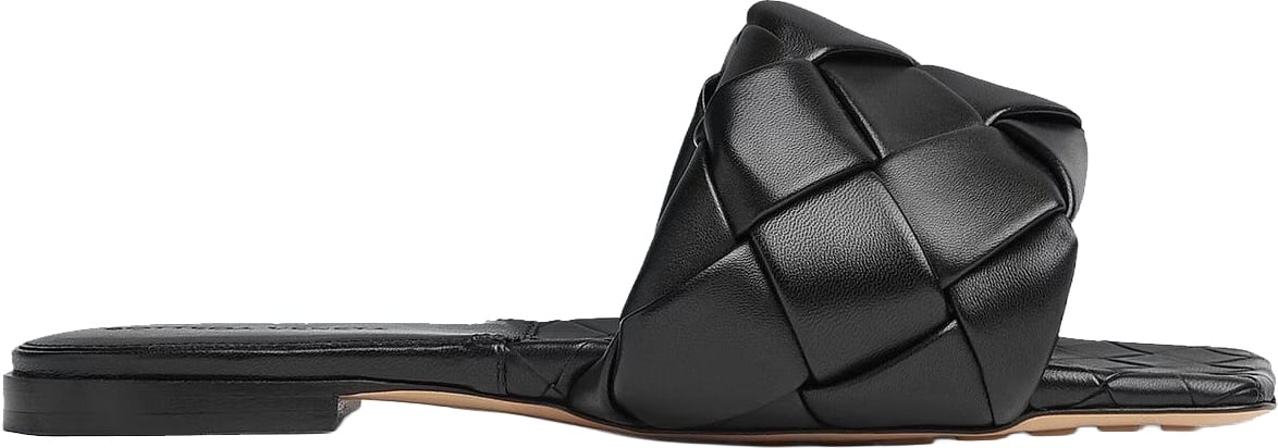BOTTEGA VENETA Intrecciato leather flat sandals Zwart