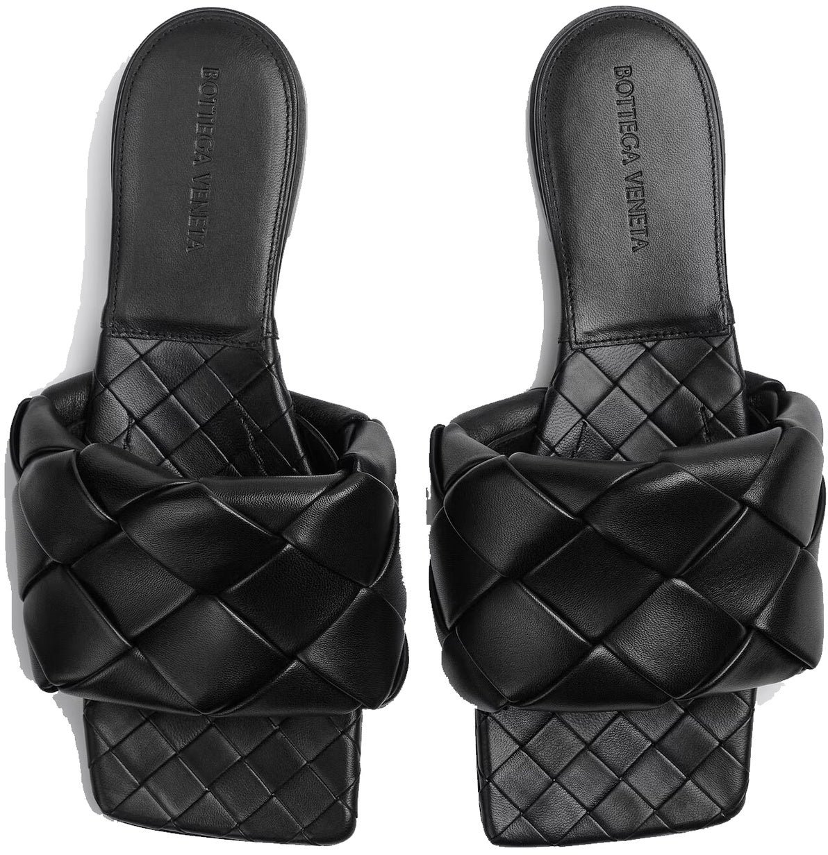 BOTTEGA VENETA Intrecciato leather flat sandals Zwart