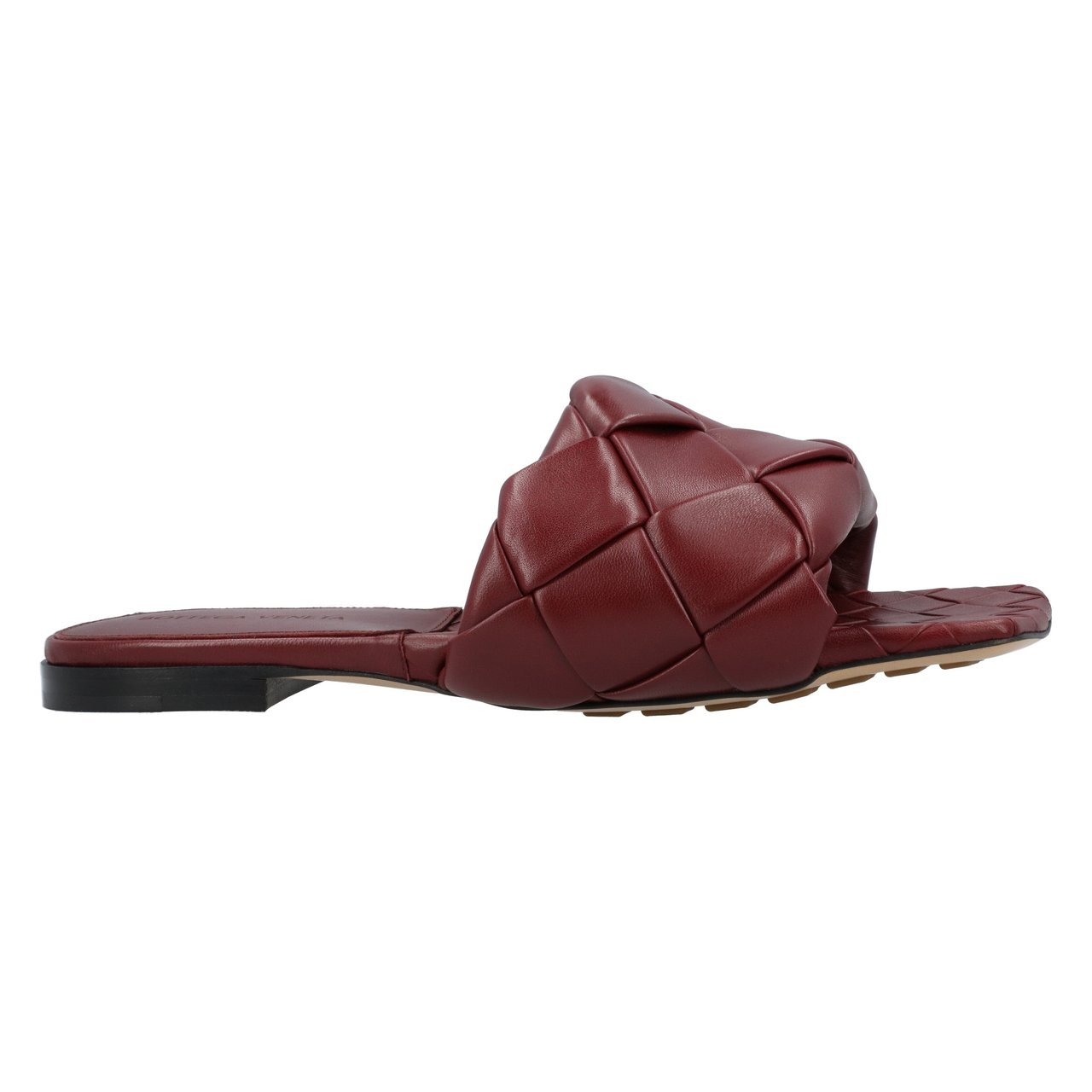 Bottega Veneta Lido Flat Sandal Red Zwart