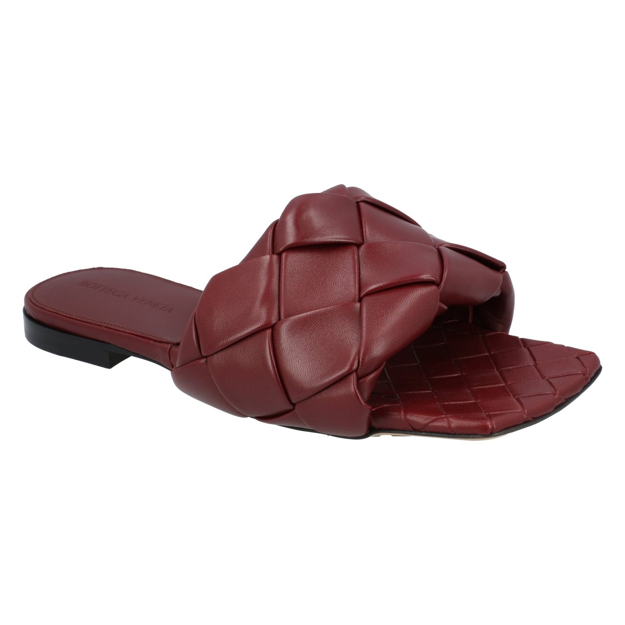 Bottega Veneta Lido Flat Sandal Red Zwart