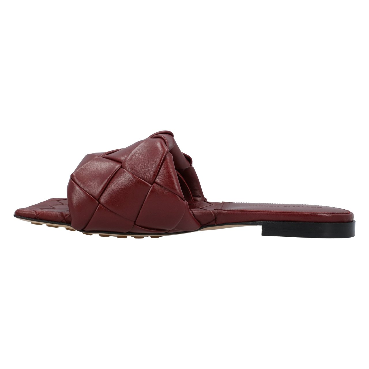 Bottega Veneta Lido Flat Sandal Red Zwart