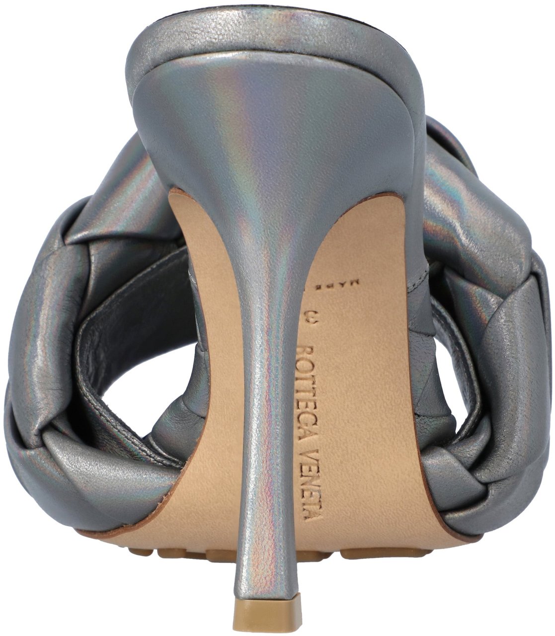 Bottega Veneta Metallic Grey Lido Mules Grijs