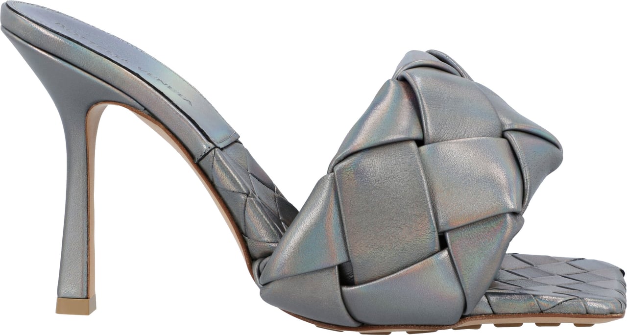 Bottega Veneta Metallic Grey Lido Mules Grijs