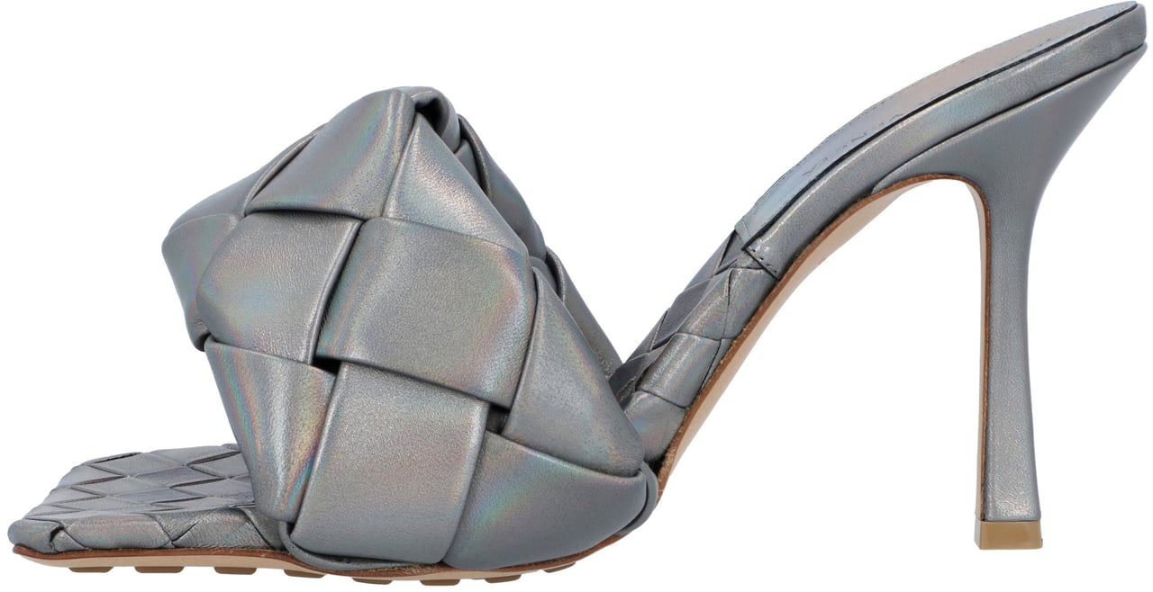 Bottega Veneta Metallic Grey Lido Mules Grijs