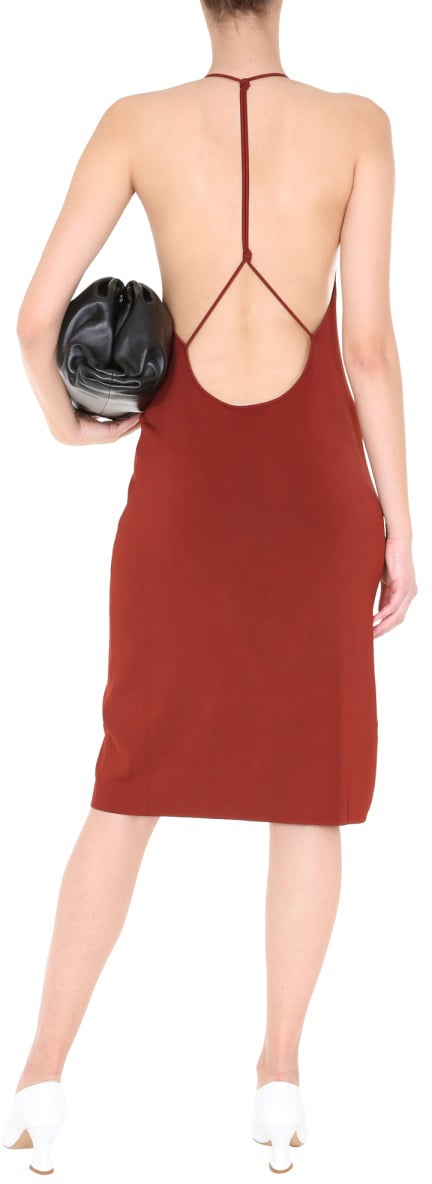 Bottega Veneta Fluid Viscose Dress with Knotted Straps Rood