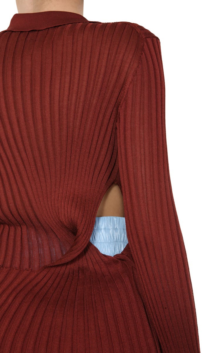 Bottega Veneta Ribbed Knit Sweater with Round Neckline Rood