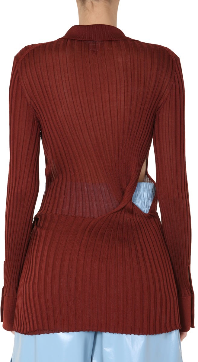 Bottega Veneta Ribbed Knit Sweater with Round Neckline Rood