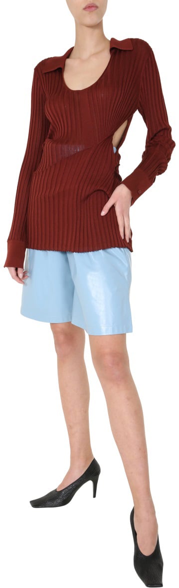 Bottega Veneta Ribbed Knit Sweater with Round Neckline Rood