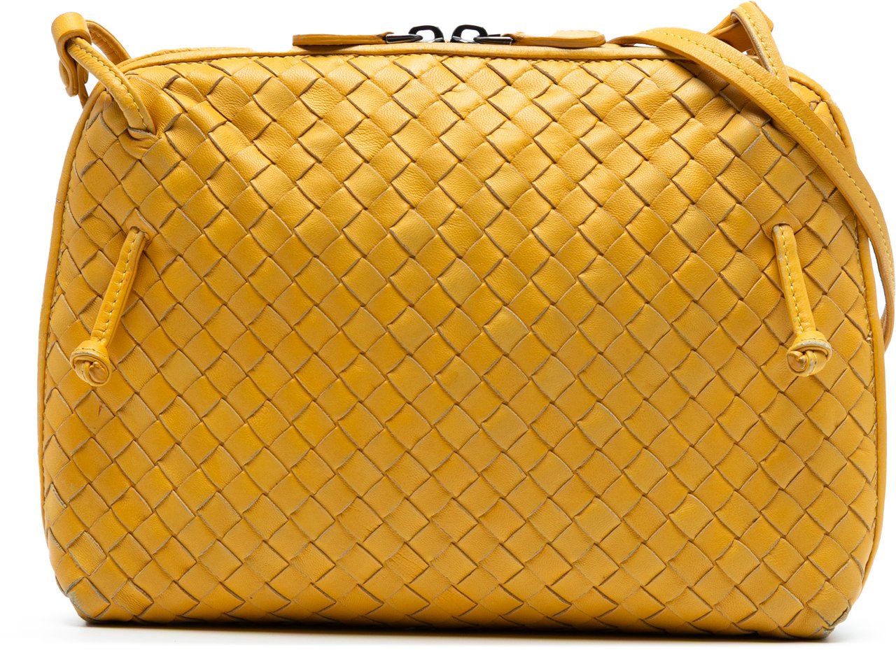 Bottega Veneta Nappa Intrecciato Nodini Crossbody Geel