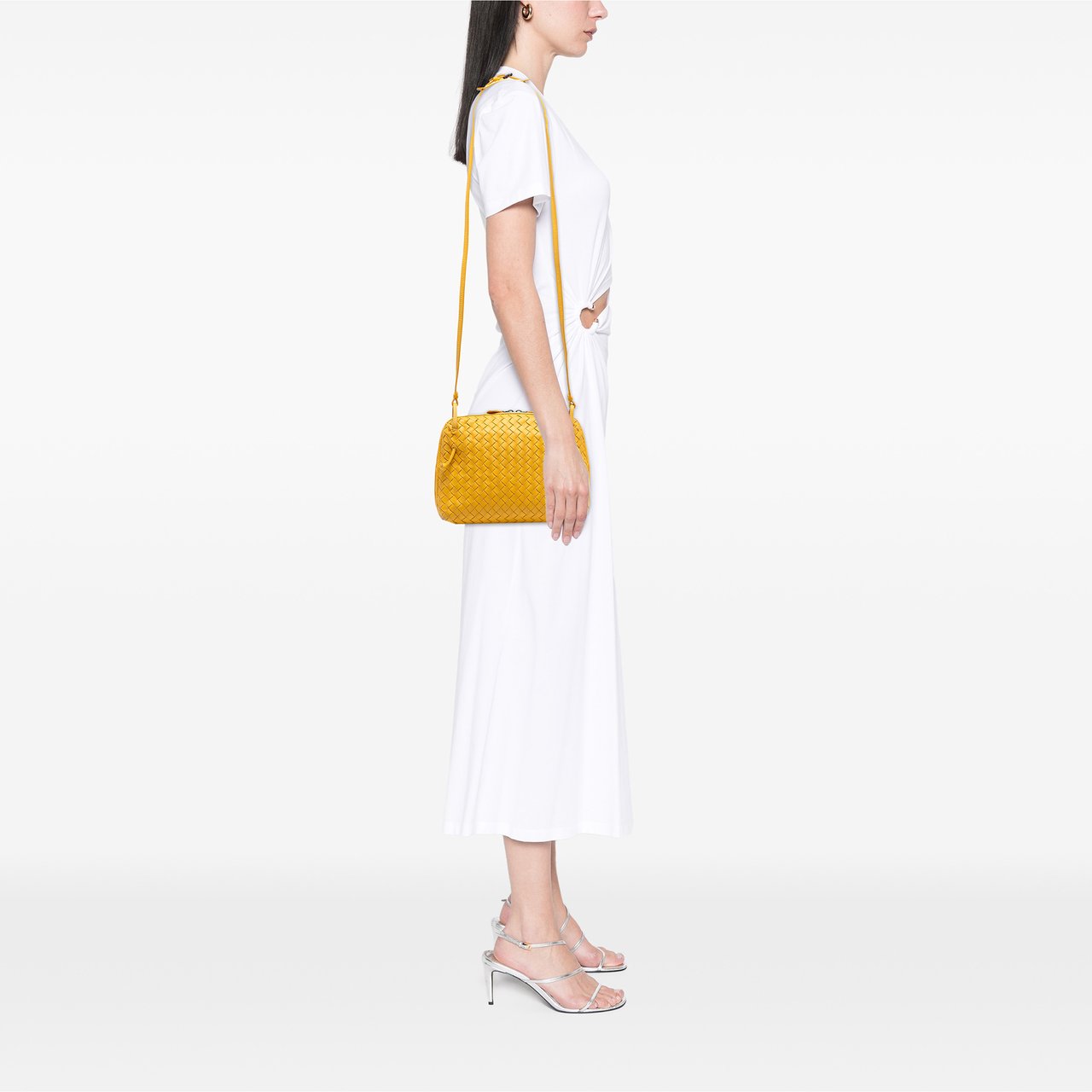 Bottega Veneta Nappa Intrecciato Nodini Crossbody Geel