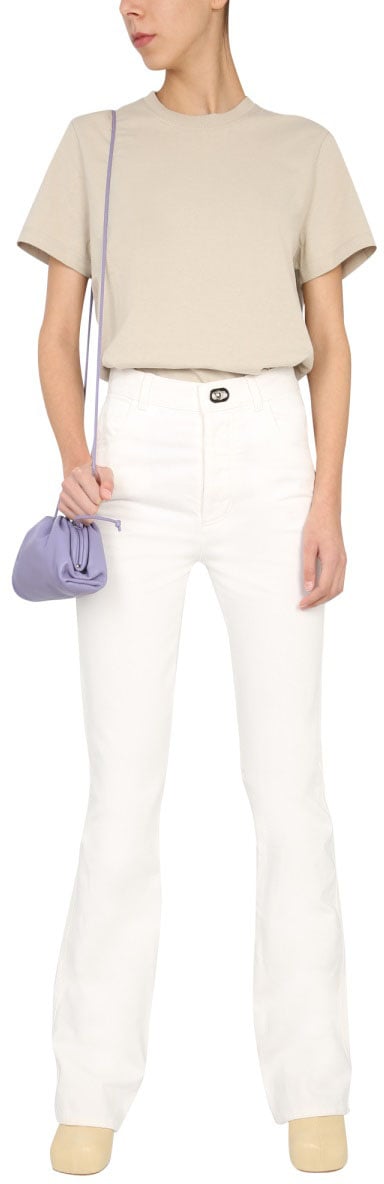 Bottega Veneta Flared Jeans with Oval Button Closure and Belt Wit
