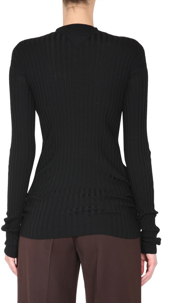 Bottega Veneta Polo Neck Turtleneck Sweater with Elongated Sleeves Zwart