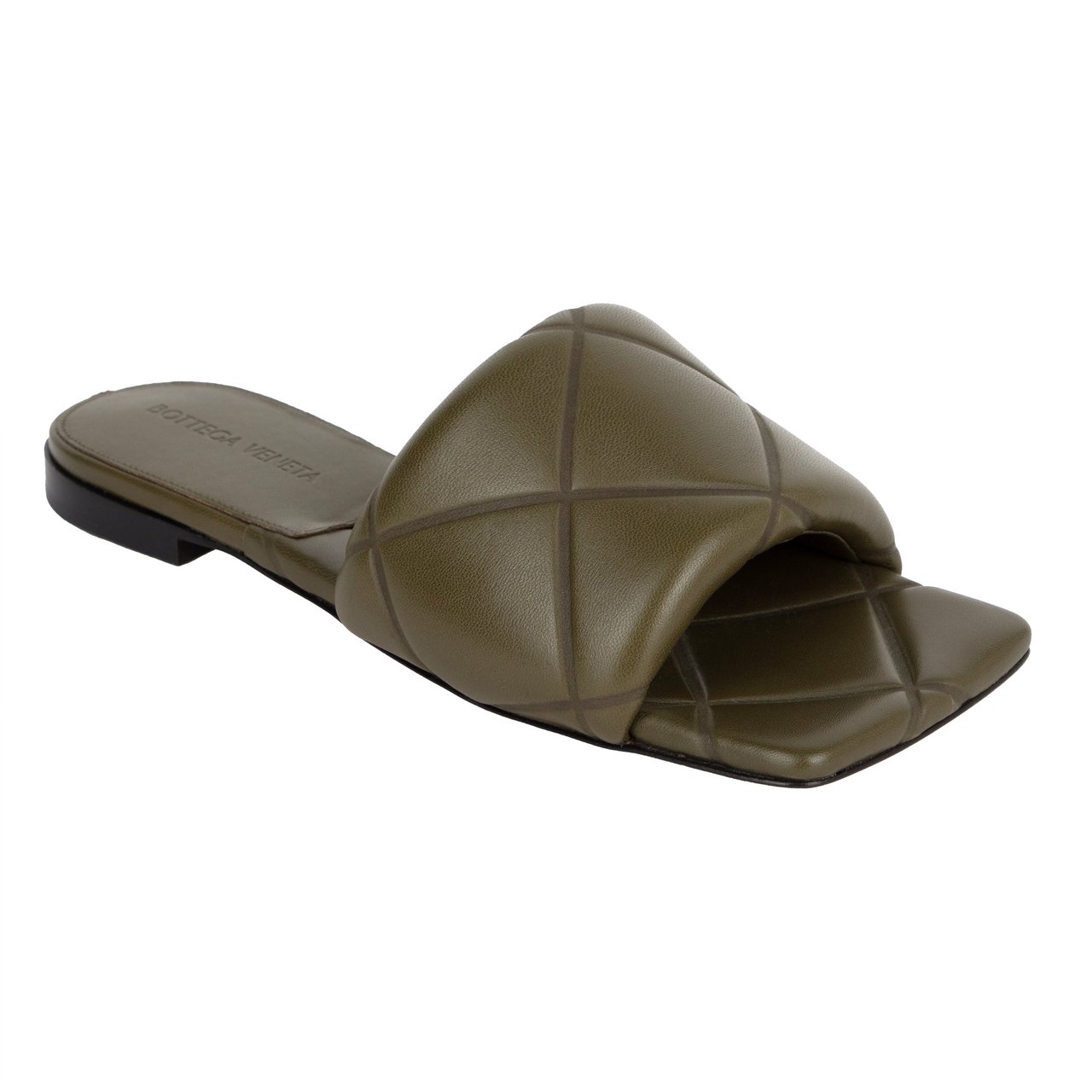Bottega Veneta Rubber Lido Slide Green Grijs