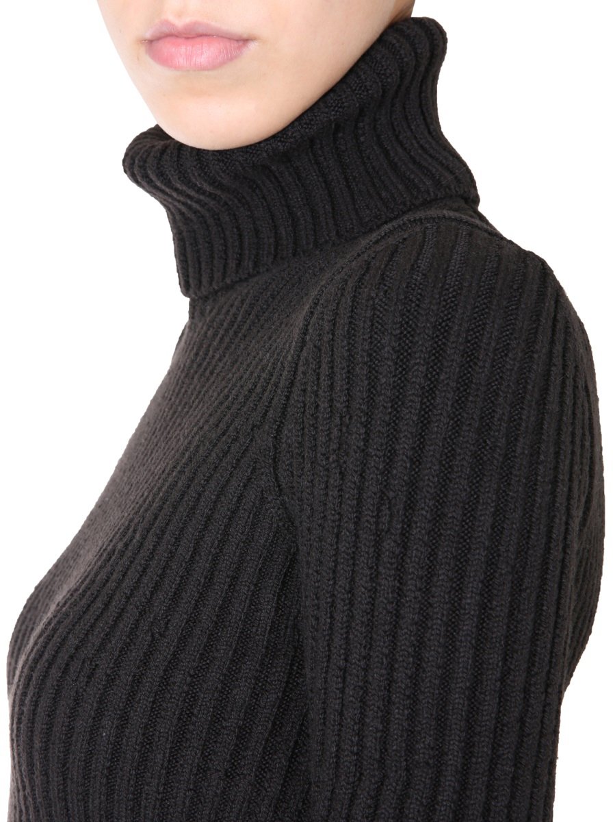 Bottega Veneta Polo Neck Turtleneck Sweater with Long Sleeves Zwart